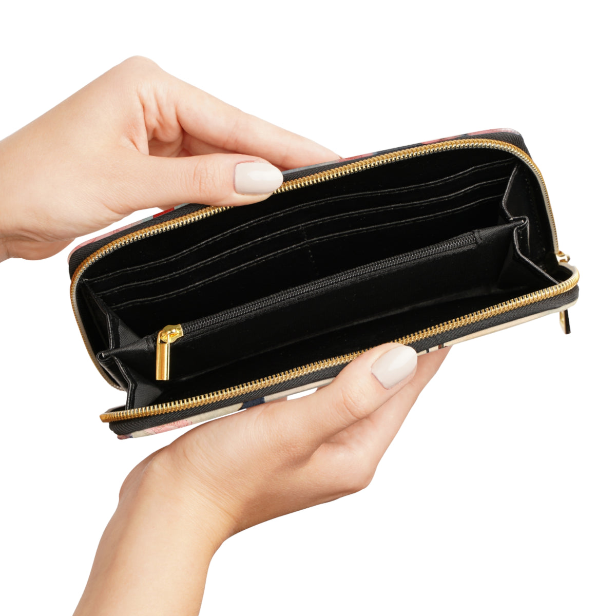 Cherry Blossom Bliss: Zipper Wallet Embracing the Beauty of Floral Art and Drawings