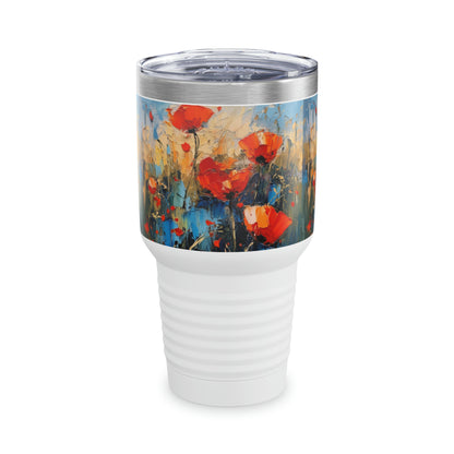 Ringneck Tumbler Paradise: Abstract Poppy Artwork and Flower Drawings
