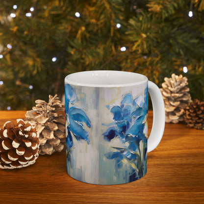 Embrace Artistic Expression with Blue Orchid Abstract Painting Ceramic Mug