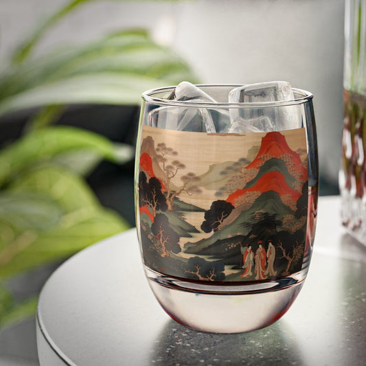 Custom Japanese Tapestry on a Whiskey Glass - Elevate Your Drink Experience with Unique Artistic Expression