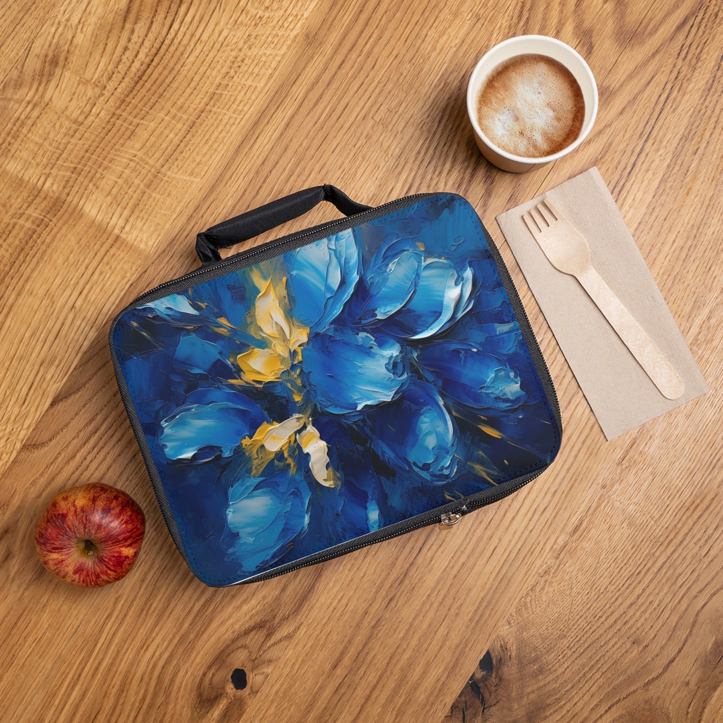 Abstract Wallpaper Lunch Bag: Immersive Floral Beauty with Blue Orchid Motif