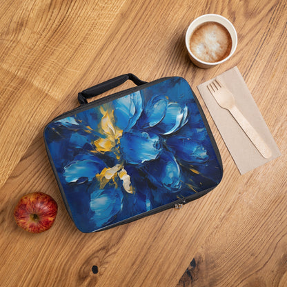 Abstract Wallpaper Lunch Bag: Immersive Floral Beauty with Blue Orchid Motif