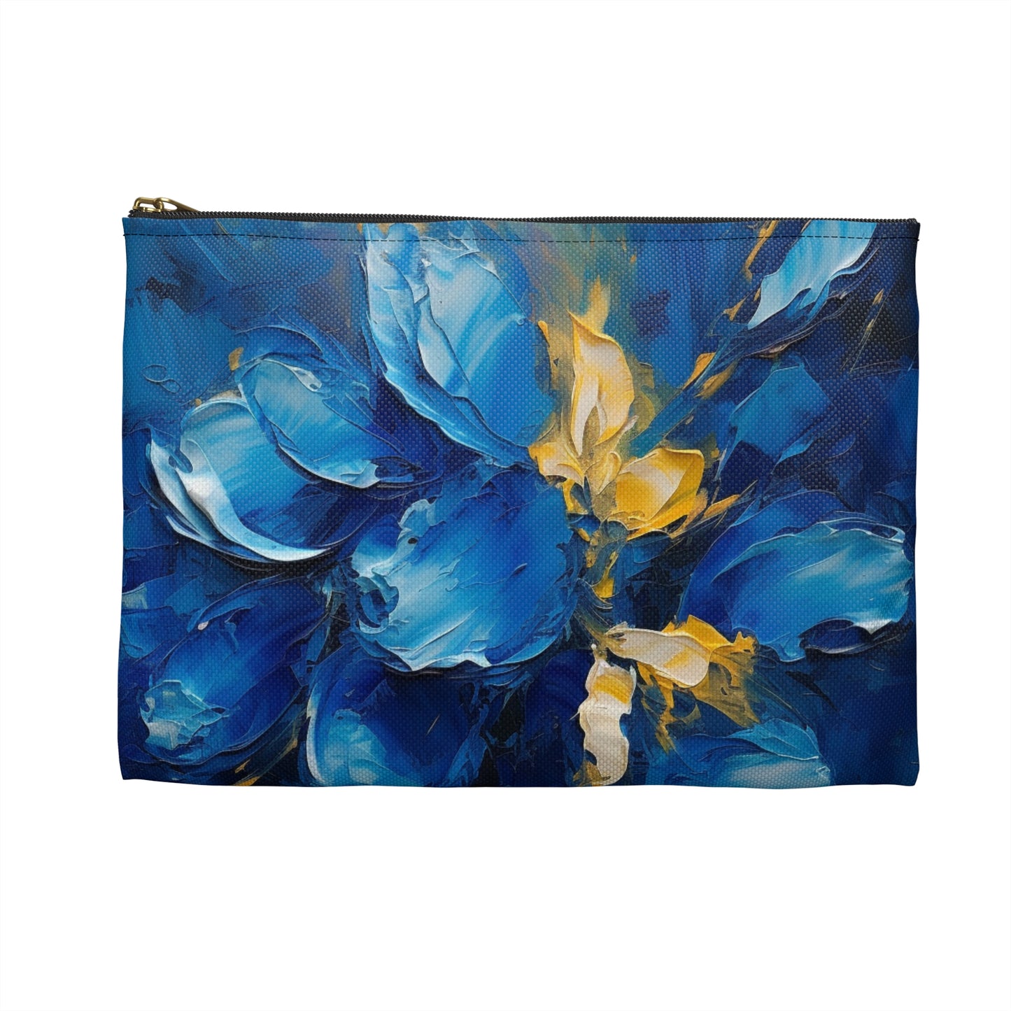 Abstract Wallpaper Accessory Pouch: Immersive Floral Beauty with Blue Orchid Motif