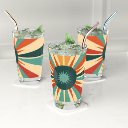 Vintage Fashion Vibes: Starburst Candy Colored Midcentury Modern Pint Glass