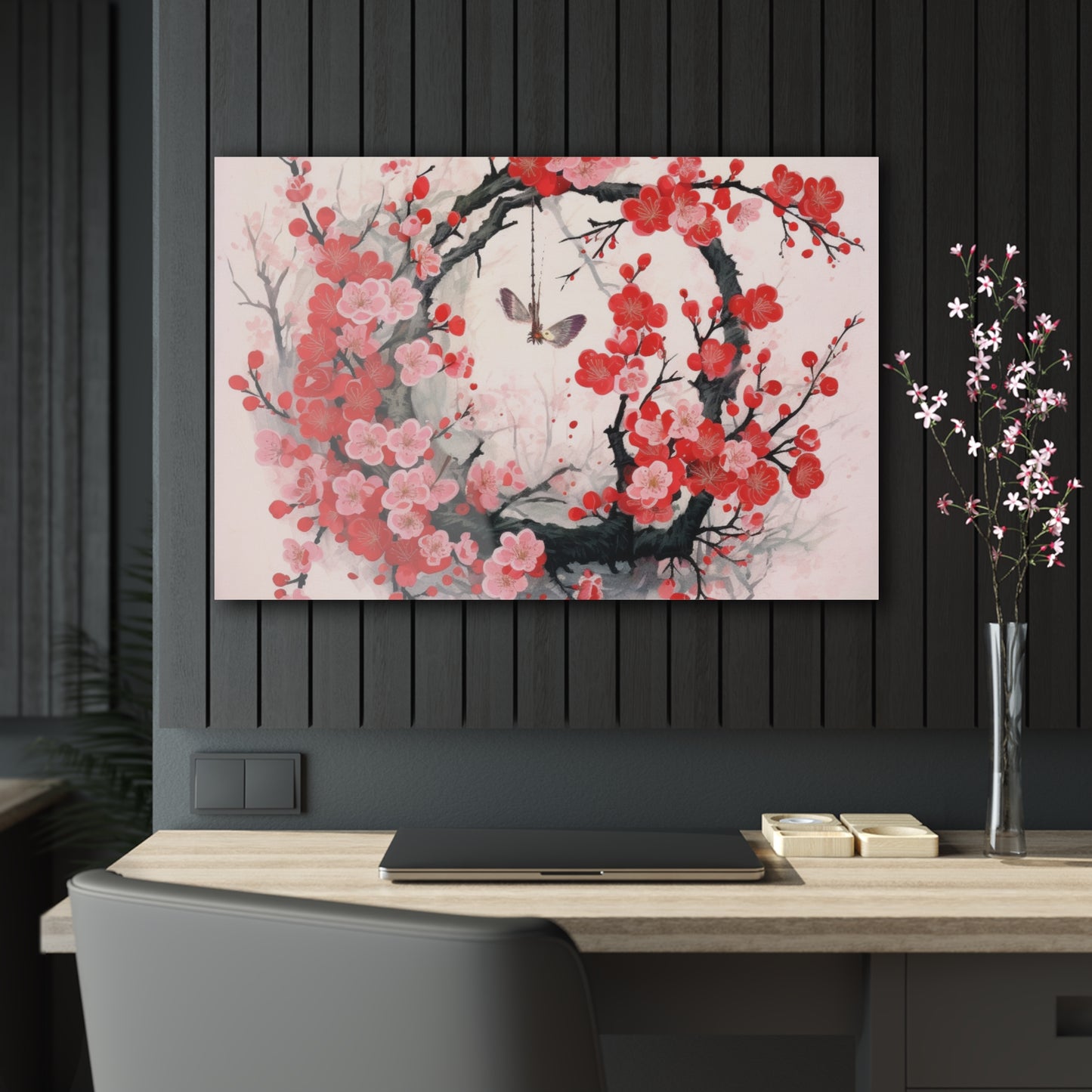 Cherry Blossom Delight: Acrylic Prints Adorned with Intricate Flower Drawings and Artistry