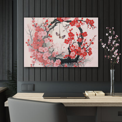 Cherry Blossom Delight: Acrylic Prints Adorned with Intricate Flower Drawings and Artistry