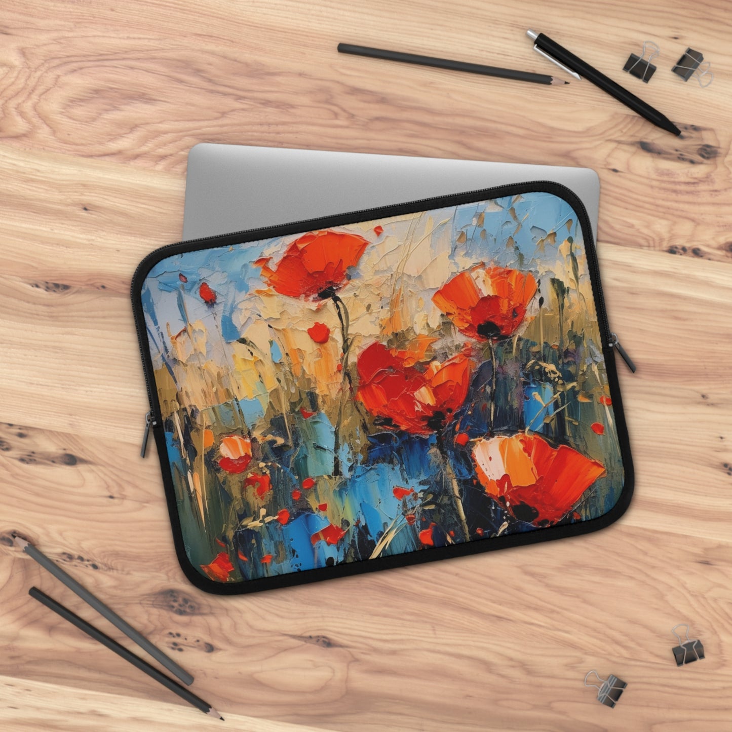 Laptop Sleeve Paradise: Abstract Poppy Artwork and Flower Drawings