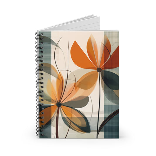 Abstract Floral Harmony: Flower Drawings and Modern Artistry on a Spiral Notebook