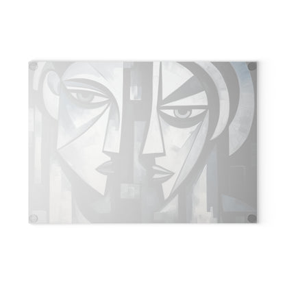 Cubist Paintings Glass Cutting Board: Captivating Brush Strokes