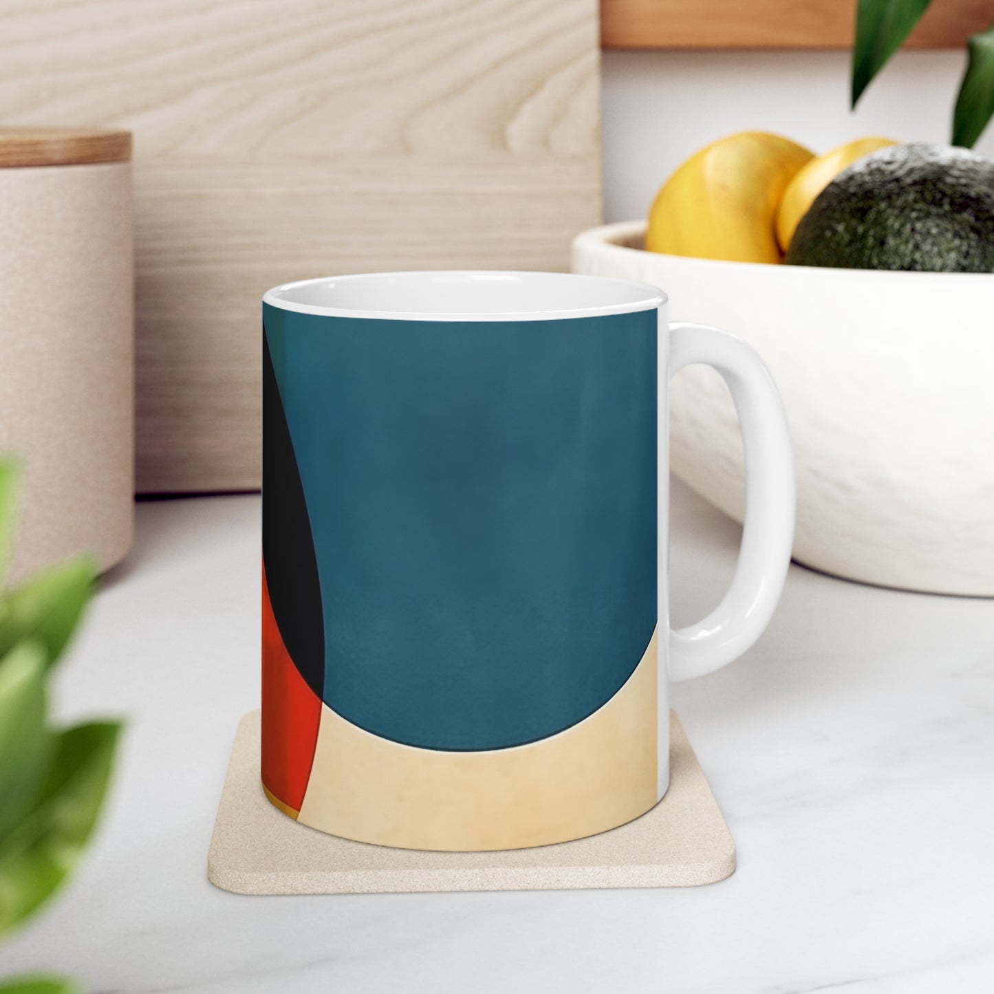 Sleek Geometric Style: Midcentury Modern Mug with Abstract Geometric Art