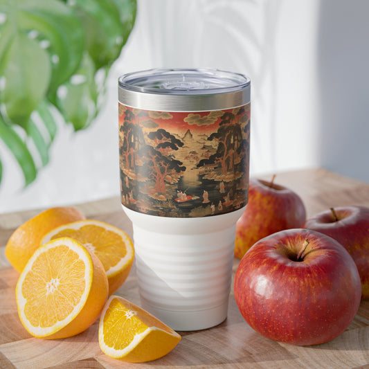 Artistic Expression Unleashed: Ringneck Tumbler Showcasing Japanese Tapestry Inspiration