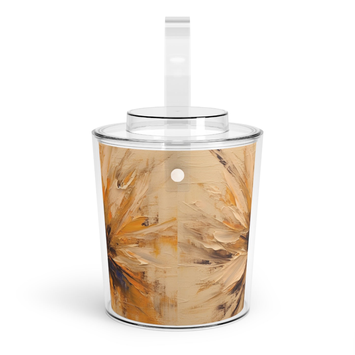 Abstract Tan Hua Painting on Ice Bucket with Tongs: A Fusion of Art and Nature