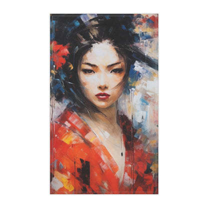 Abstract Geisha Art Kitchen Towel: Captivating Brushstrokes in a Japanese Aesthetic
