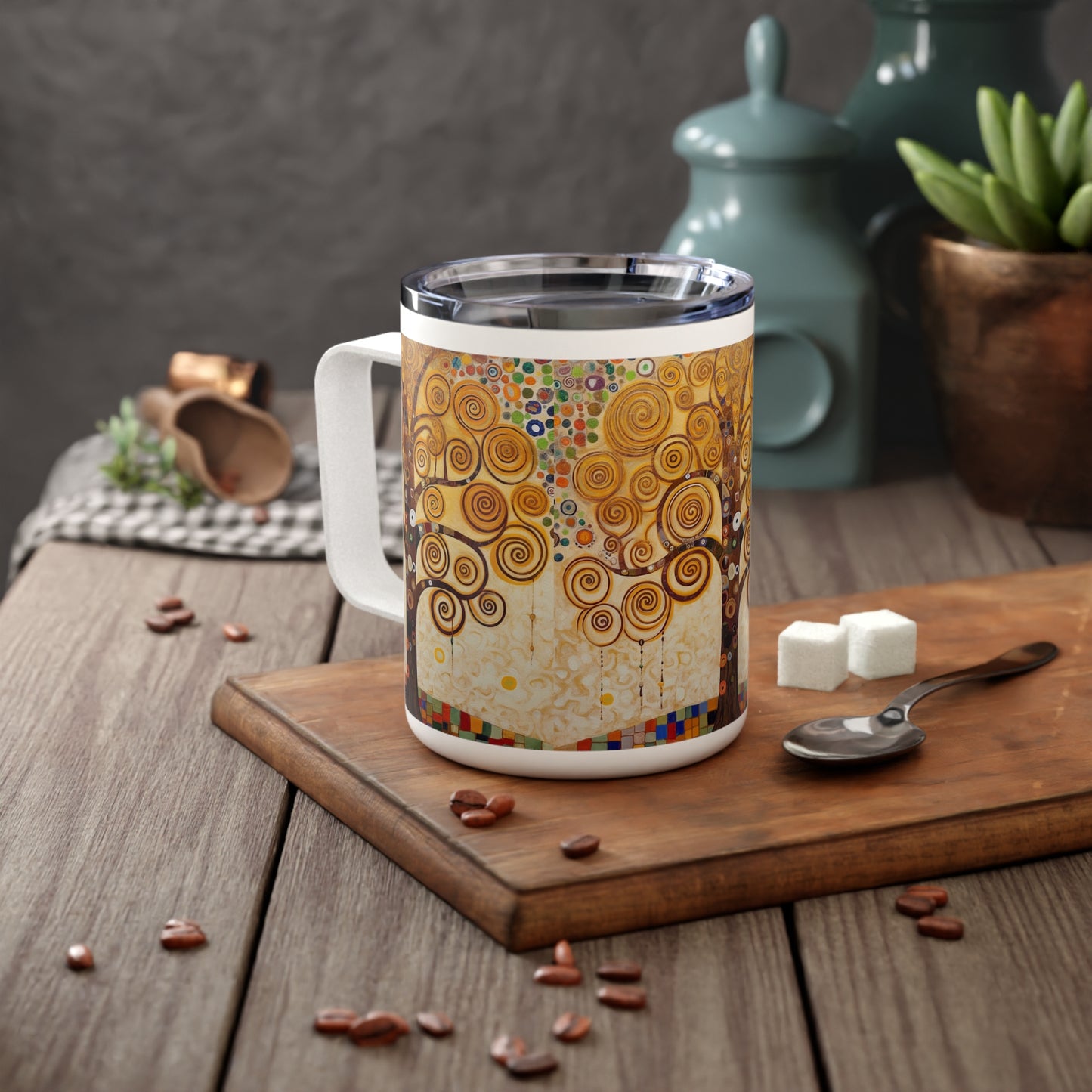 Vienna Secession Delight: Gustav Klimt Tree of Life Insulated Coffee Mug