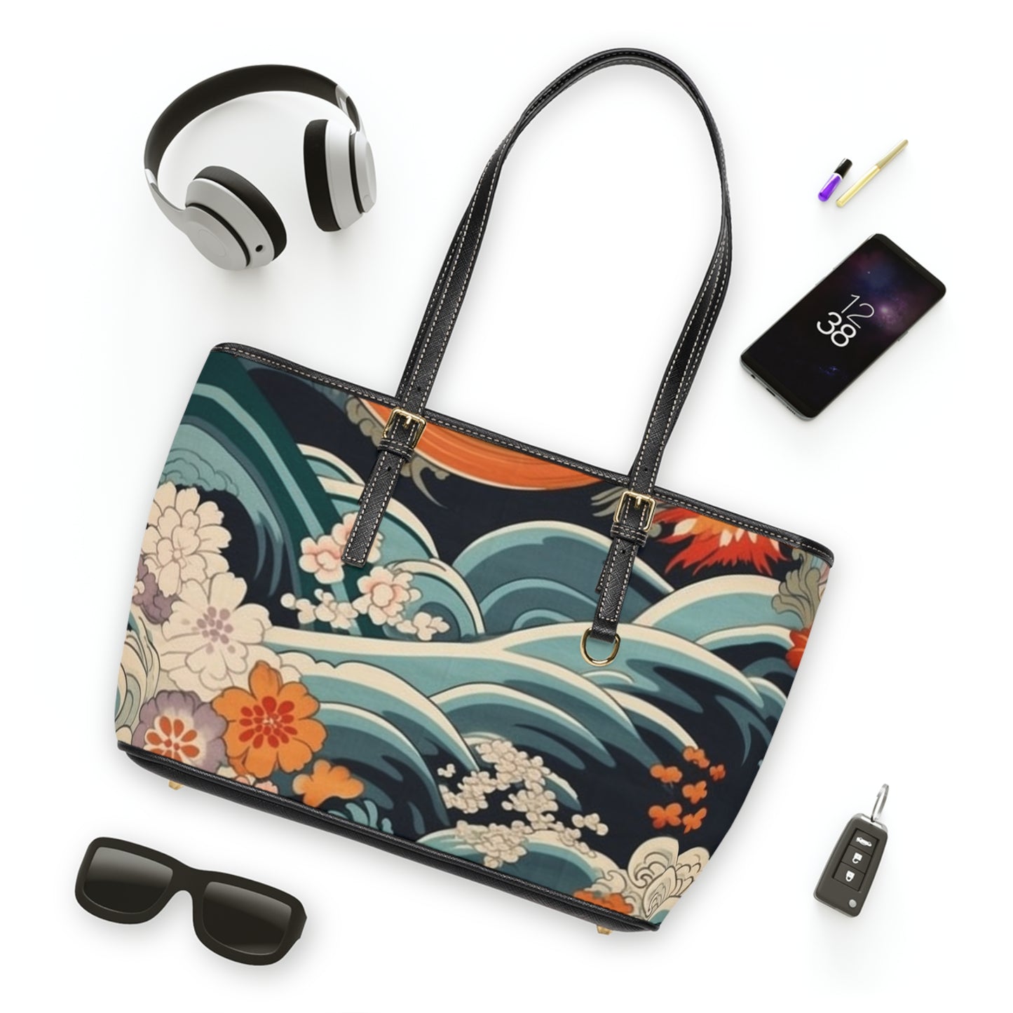 Elegant Kimono PU Leather Shoulder Bag: Embrace Japanese Artistry