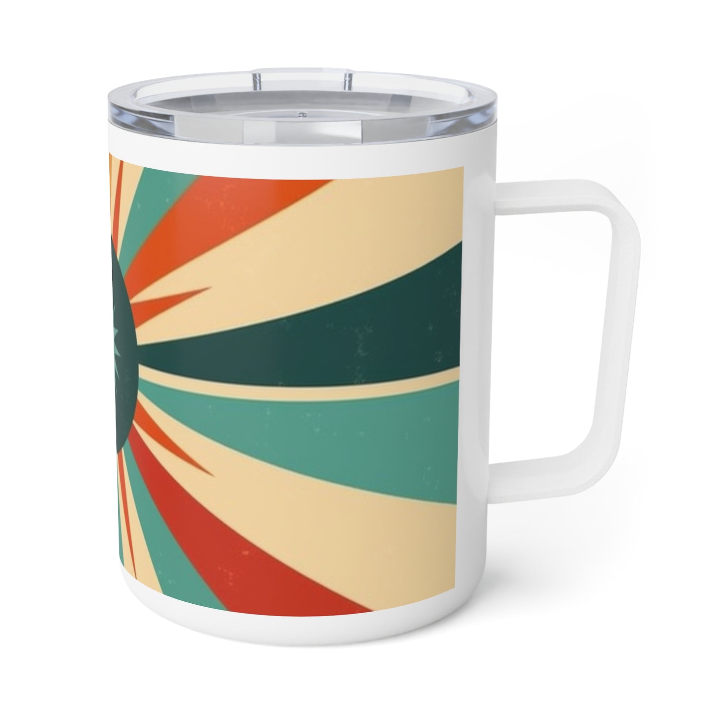 1960s Starburst: Retro Chic Insulated Coffee Mug for Vintage Fashion Lovers