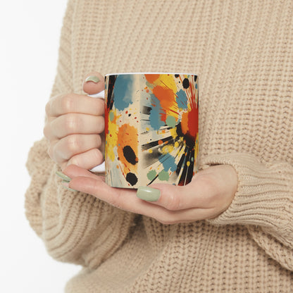 Contemporary Abstract Ceramic Mug: Fusion of Gutai Inspiration and American Heritage