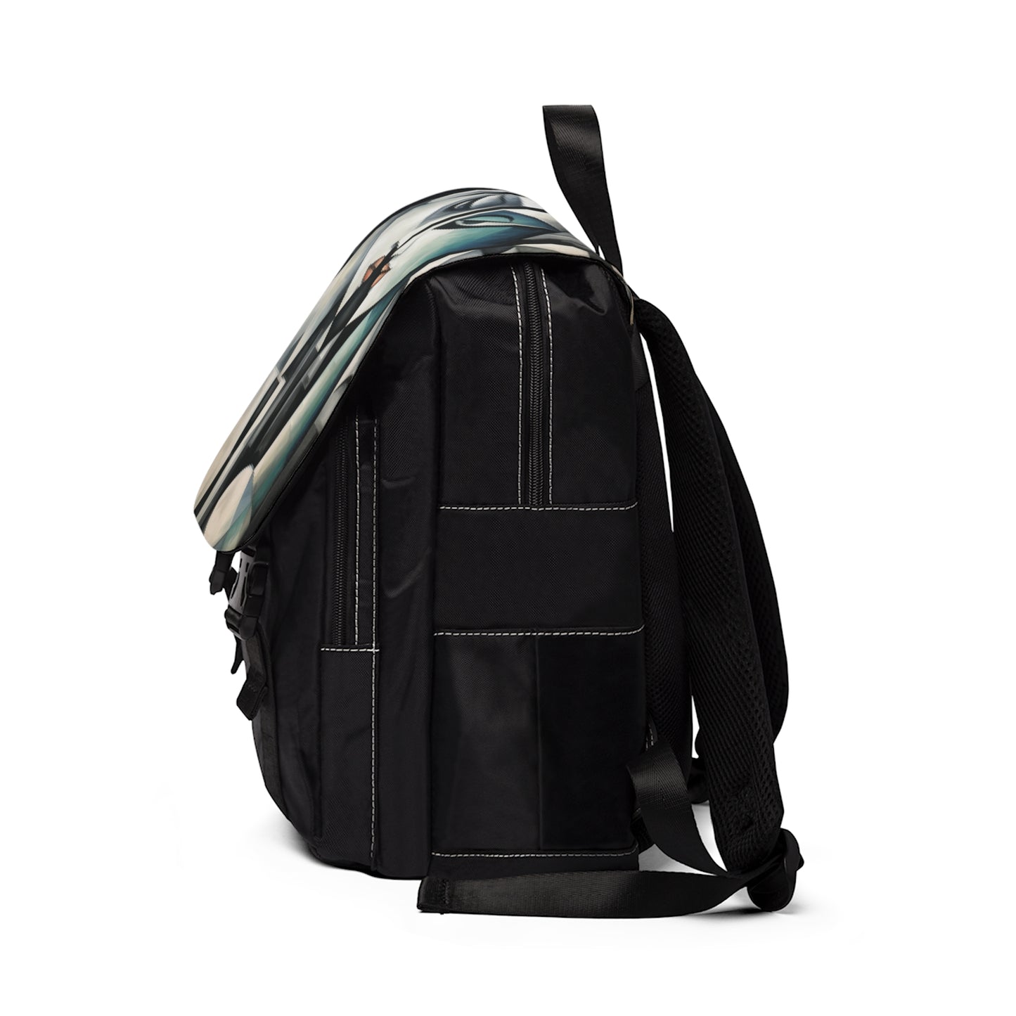Unisex Casual Shoulder Backpack with Cubist Art Finesse and Abstract Flair