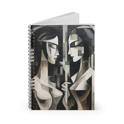 Spiral Notebook with Cubist Woman Painting: Brush Strokes of Bold Creativity