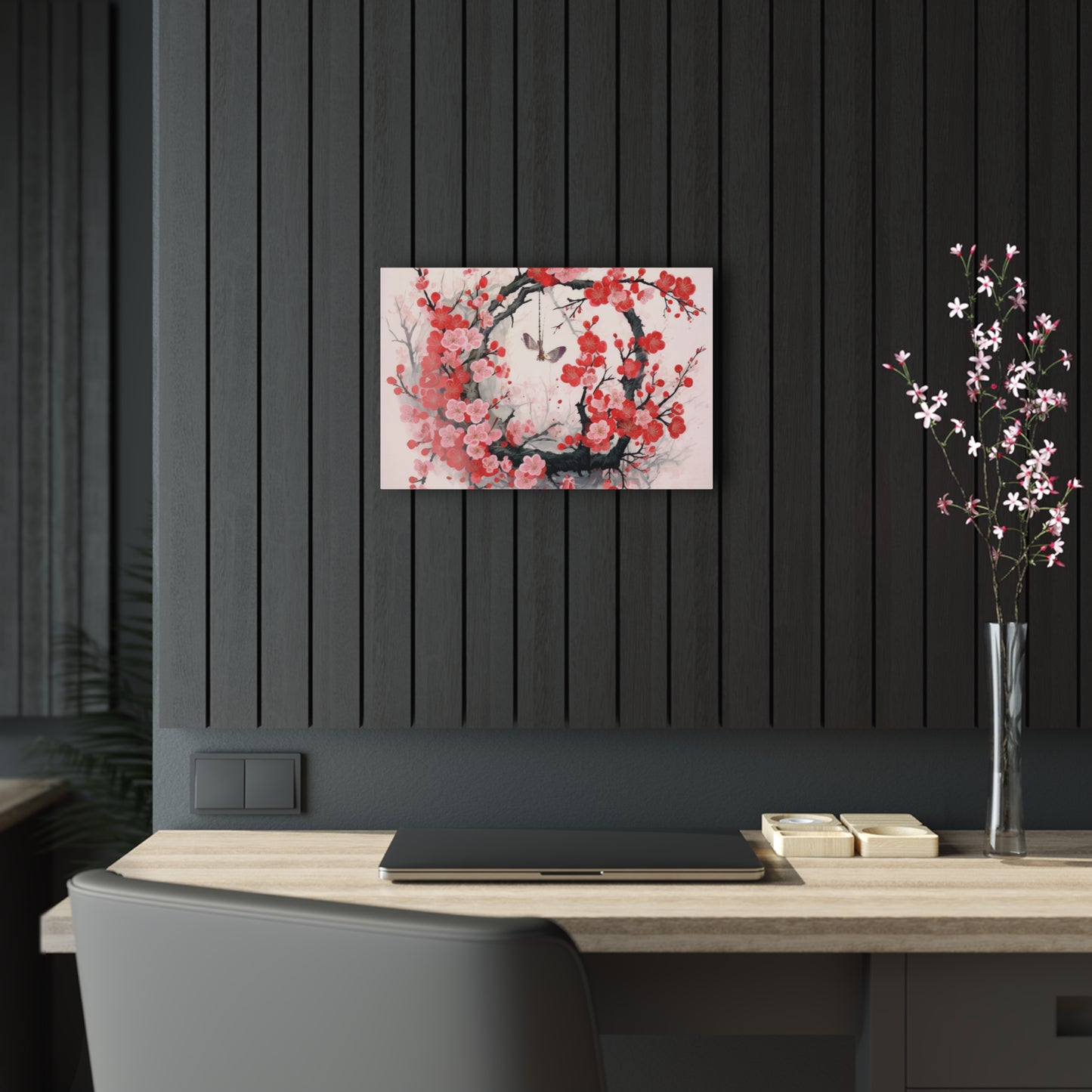 Cherry Blossom Delight: Acrylic Prints Adorned with Intricate Flower Drawings and Artistry