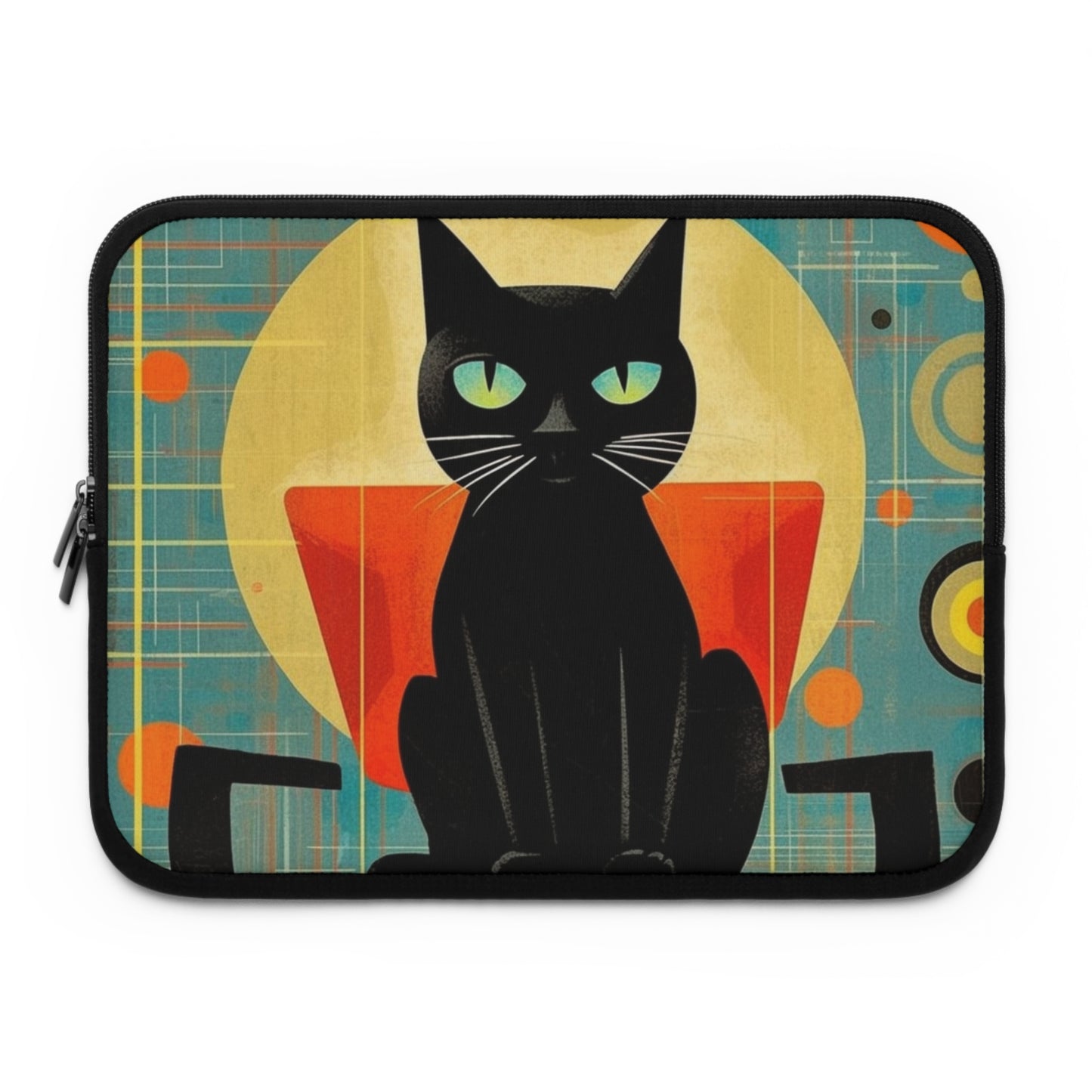 Abstract Cat Expressions: Modern Art-Inspired Midcentury Modern Laptop Sleeve with Timeless Atomic Age Design