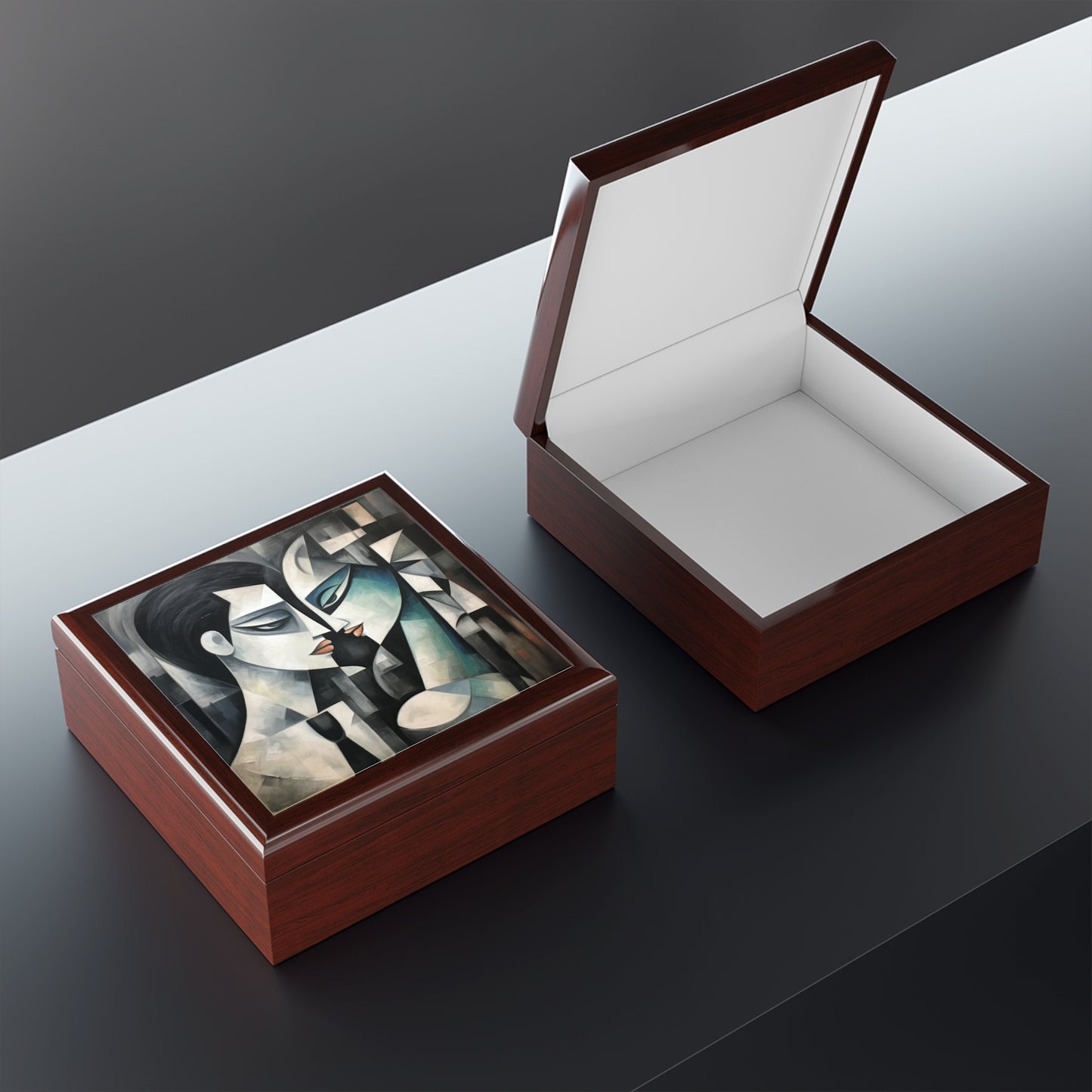 Jewelry Box with Cubist Art: Sip with Artistic Finesse and Abstract Flair