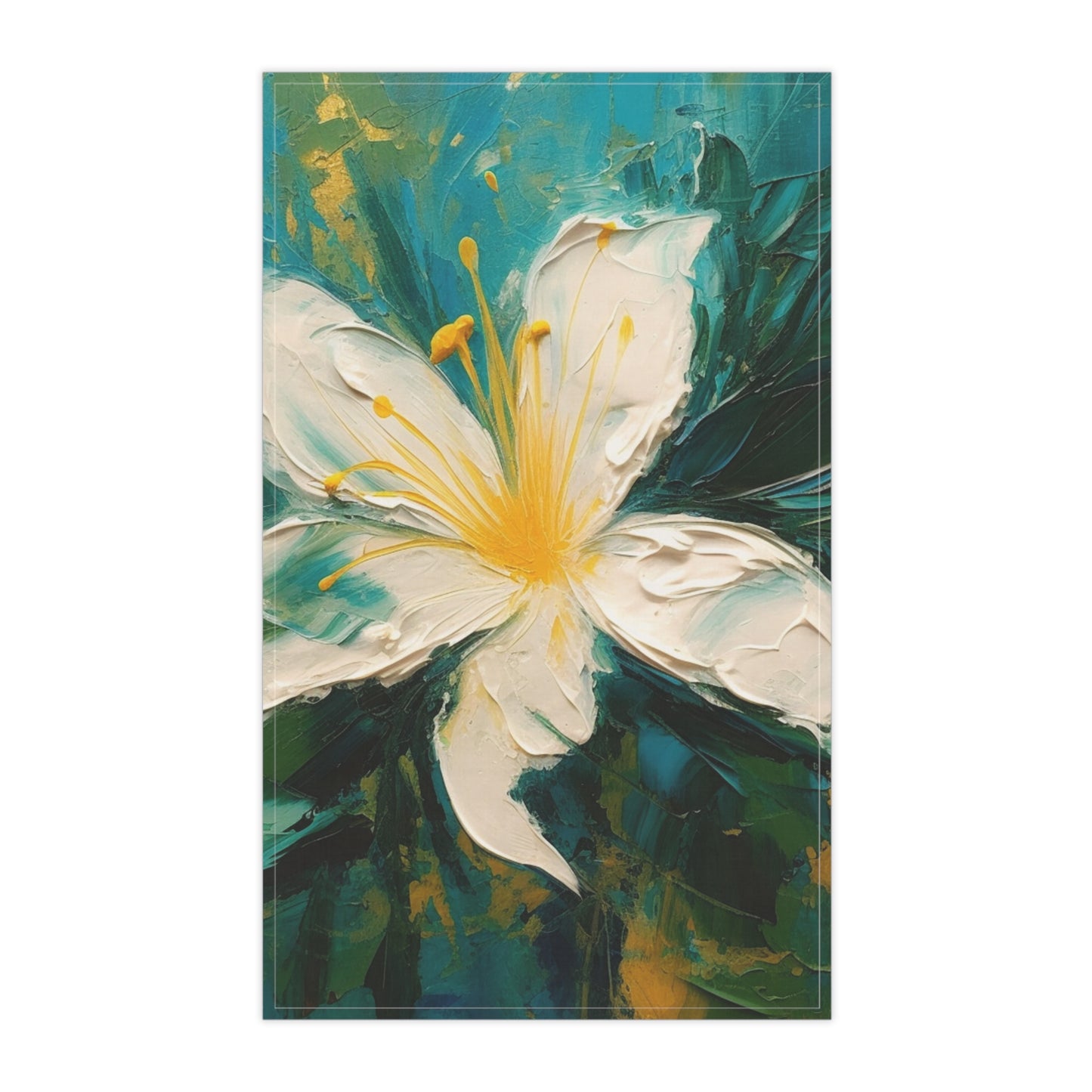 Floral Symphony: Kitchen Towel featuring an Abstract Oil Painting of Jasmine