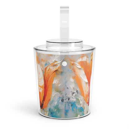 Ice Bucket with Tongs with Vibrant Orange Tulip: Embrace the Beauty of Nature