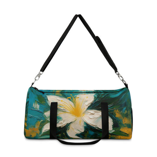 Floral Symphony: Duffel Bag featuring an Abstract Oil Painting of Jasmine