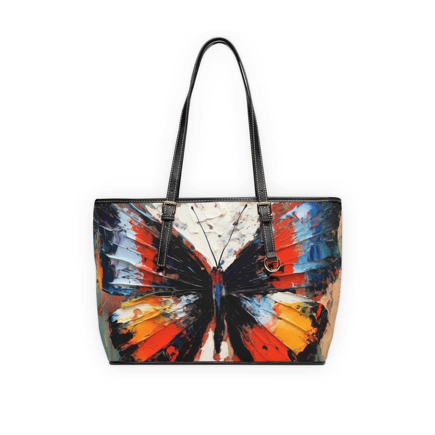 PU Leather Shoulder Bag with Bauhaus-Inspired Butterfly Drawing: A Harmonious Blend of Art and Functionality