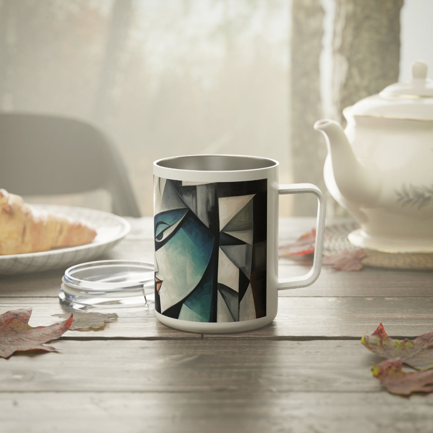 Insulated Coffee Mug with Cubist Art: Artistic Finesse and Abstract Flair