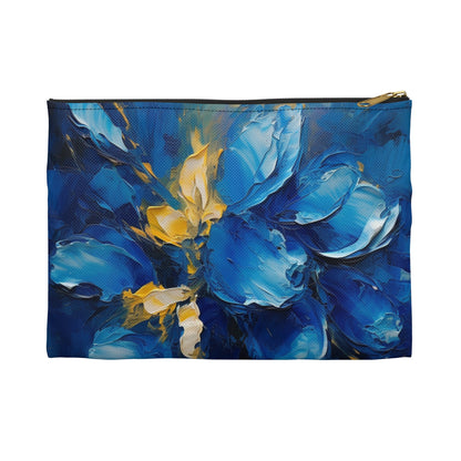 Abstract Wallpaper Accessory Pouch: Immersive Floral Beauty with Blue Orchid Motif