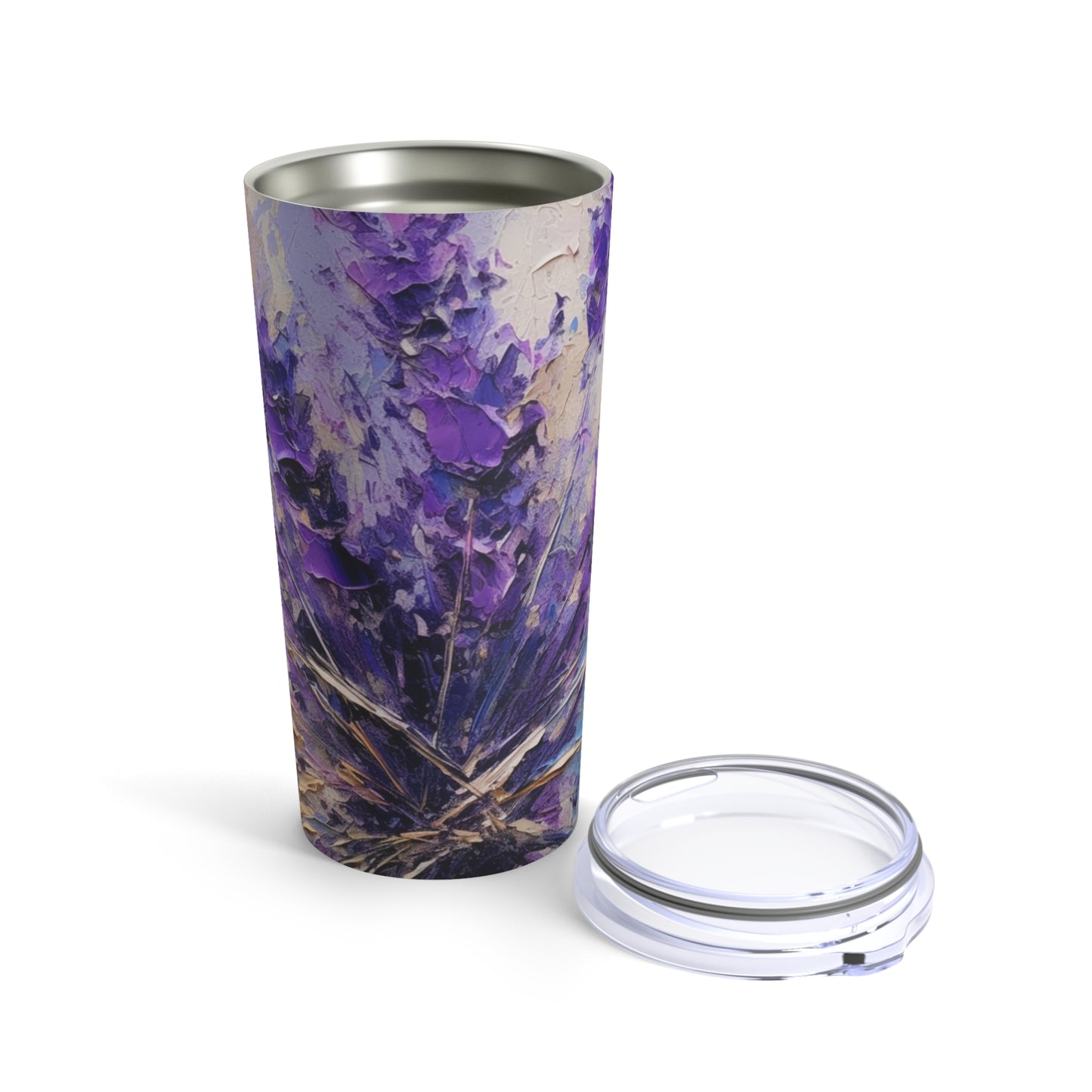 Vibrant Lavender Art on Tumbler: A Floral Delight for Your Senses