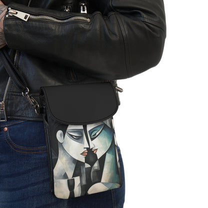 Small Cell Phone Wallet with Cubist Art: Artistic Finesse and Abstract Flair