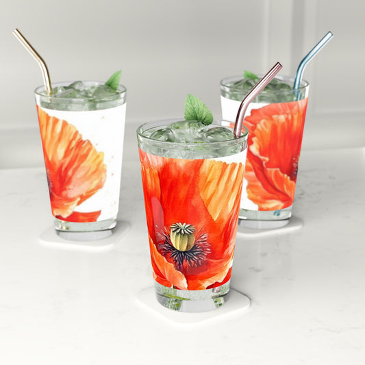 Watercolor Poppy Garden Pint Glass: Unleash the Beauty of Nature