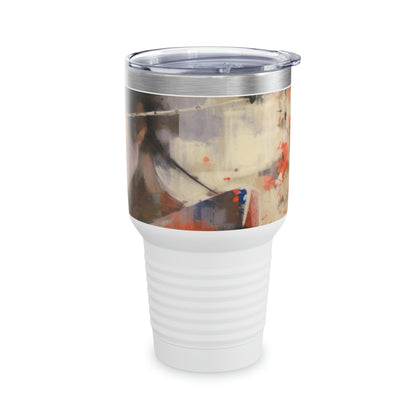 Japanese-Inspired Artistry: Abstract Oil Painting Ringneck Tumbler, Celebrating the Timeless Beauty of Geisha