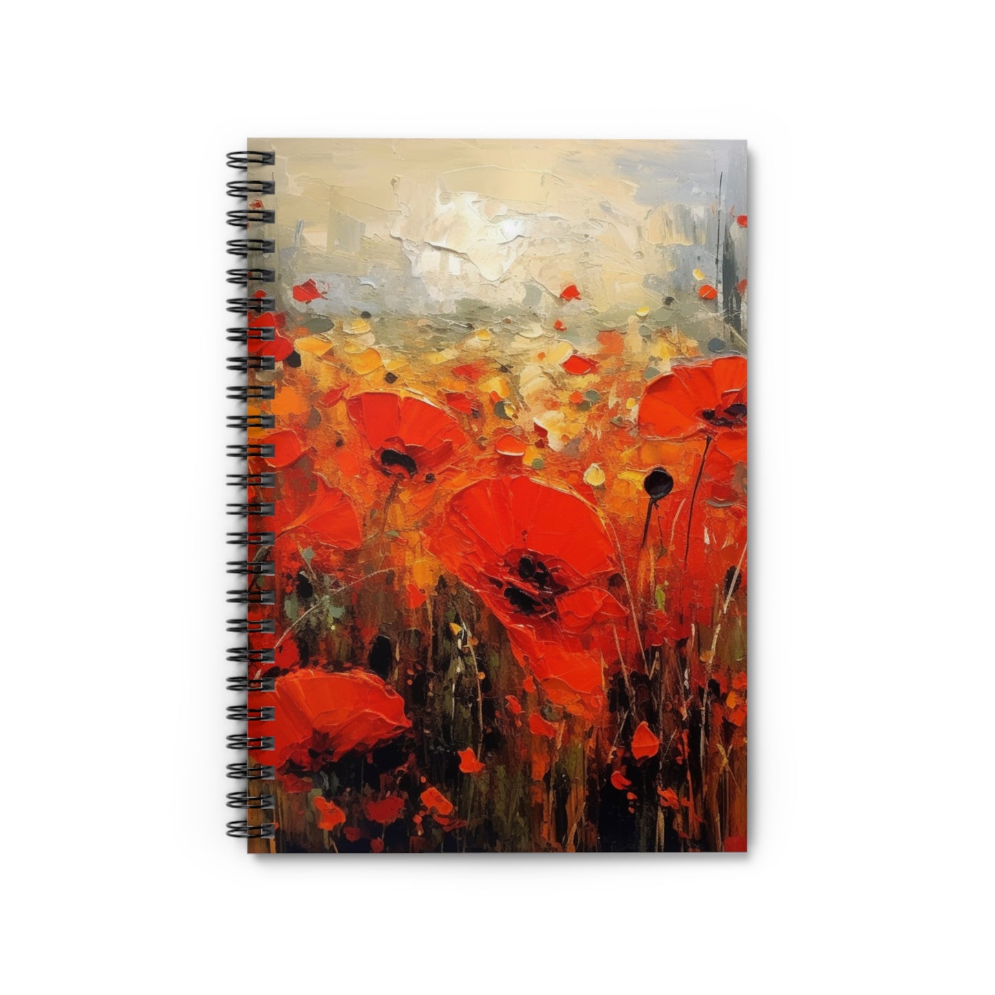 Whimsical Poppy Art on Spiral Notebook