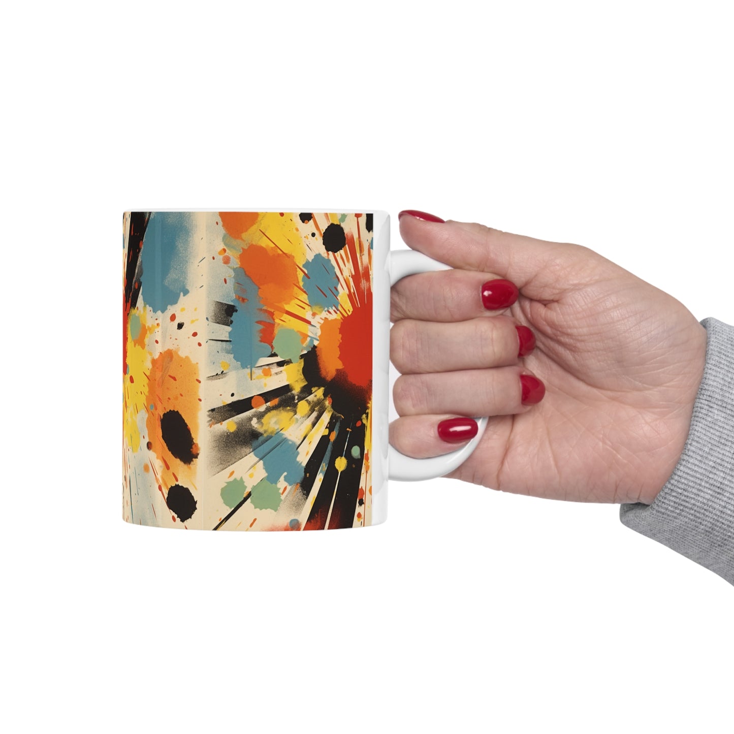 Contemporary Abstract Ceramic Mug: Fusion of Gutai Inspiration and American Heritage