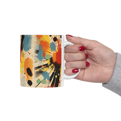 Contemporary Abstract Ceramic Mug: Fusion of Gutai Inspiration and American Heritage
