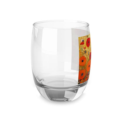 Floral Symphony: Whiskey Glass showcasing Gustav Klimt's Poppies in Art Nouveau