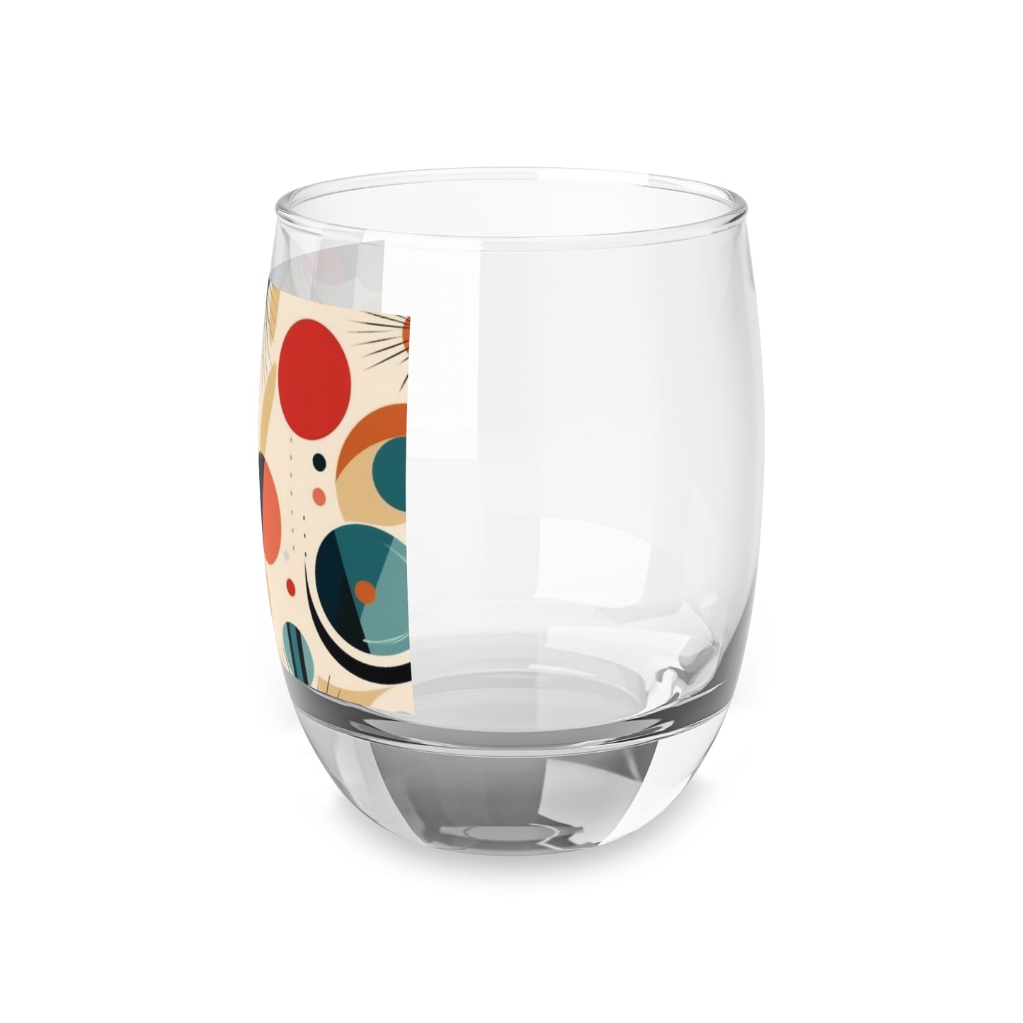 Abstract Elegance: Midcentury Modern Whiskey Glass with Modern Abstract Art and Vintage Fashion
