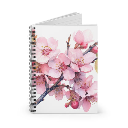 Whimsical Delight: Watercolor Cherry Blossom Tree Spiral Notebook