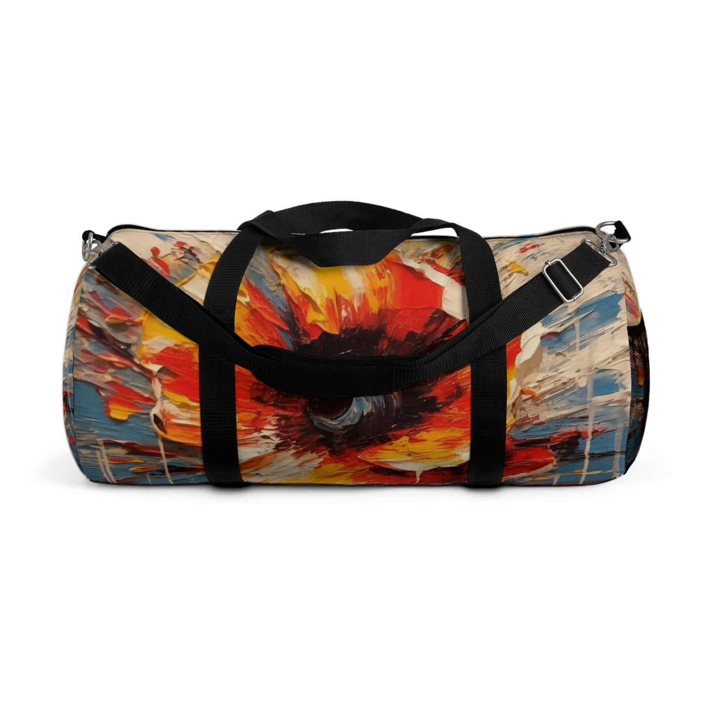 Poppy Symphony: Duffel Bag with Abstract Floral Artwork