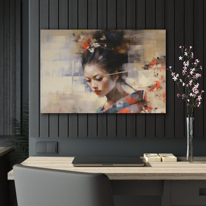 Japanese-Inspired Abstract Oil Painting Acrylic Prints: Celebrating Geisha Beauty