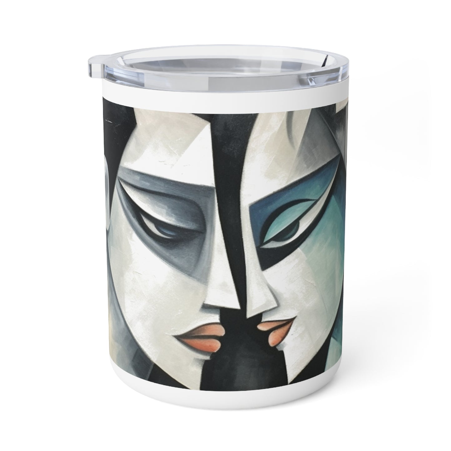 Insulated Coffee Mug with Cubist Art: Artistic Finesse and Abstract Flair
