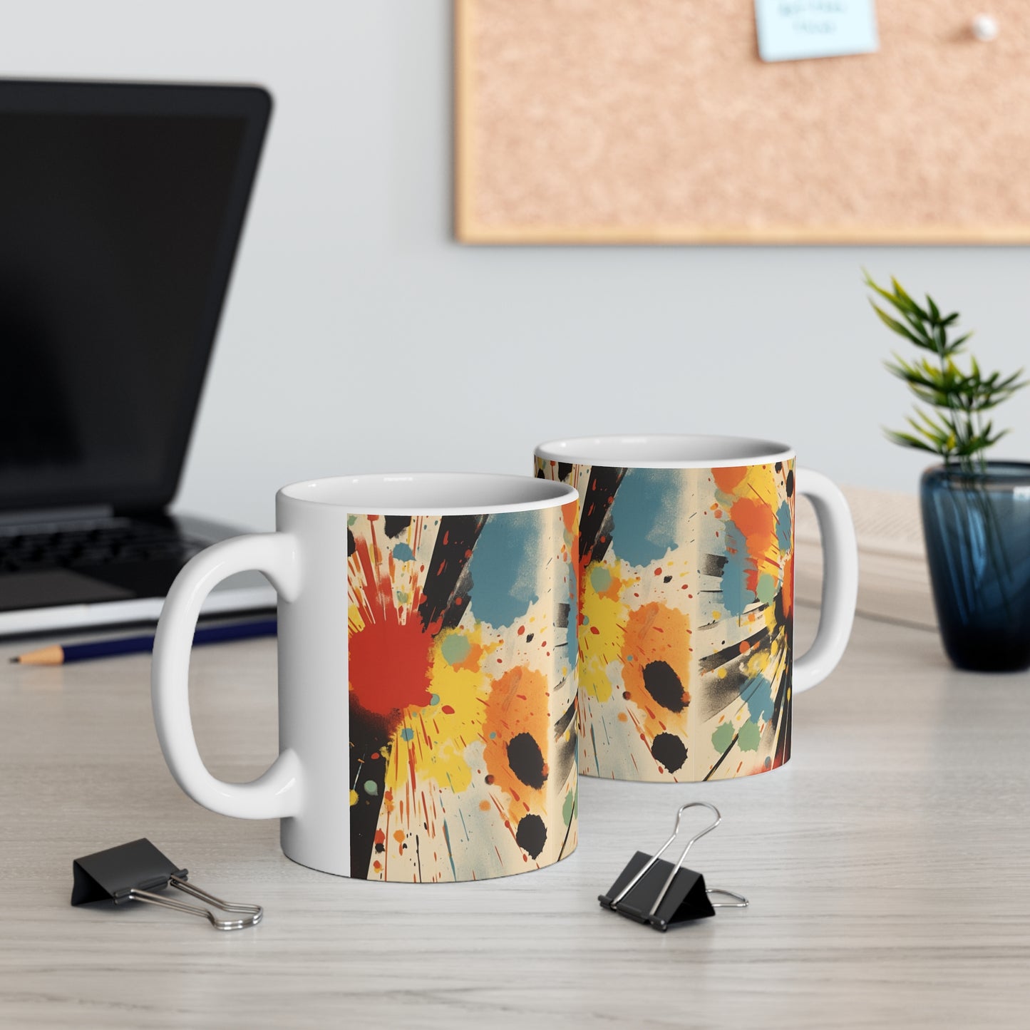 Contemporary Abstract Ceramic Mug: Fusion of Gutai Inspiration and American Heritage