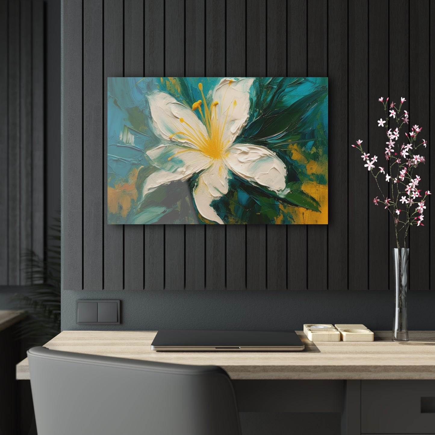 Floral Symphony: Acrylic Prints featuring an Abstract Oil Painting of Jasmine