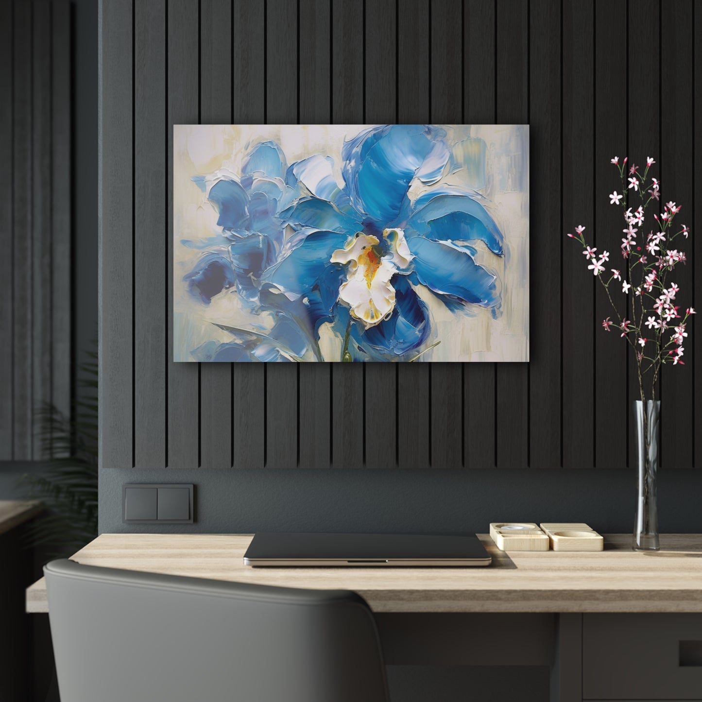 Embrace Artistic Expression with Blue Orchid Abstract Painting Acrylic Prints