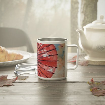 Abstract Japanese Umbrella Painting Insulated Coffee Mug: Unleashing Artistic Beauty