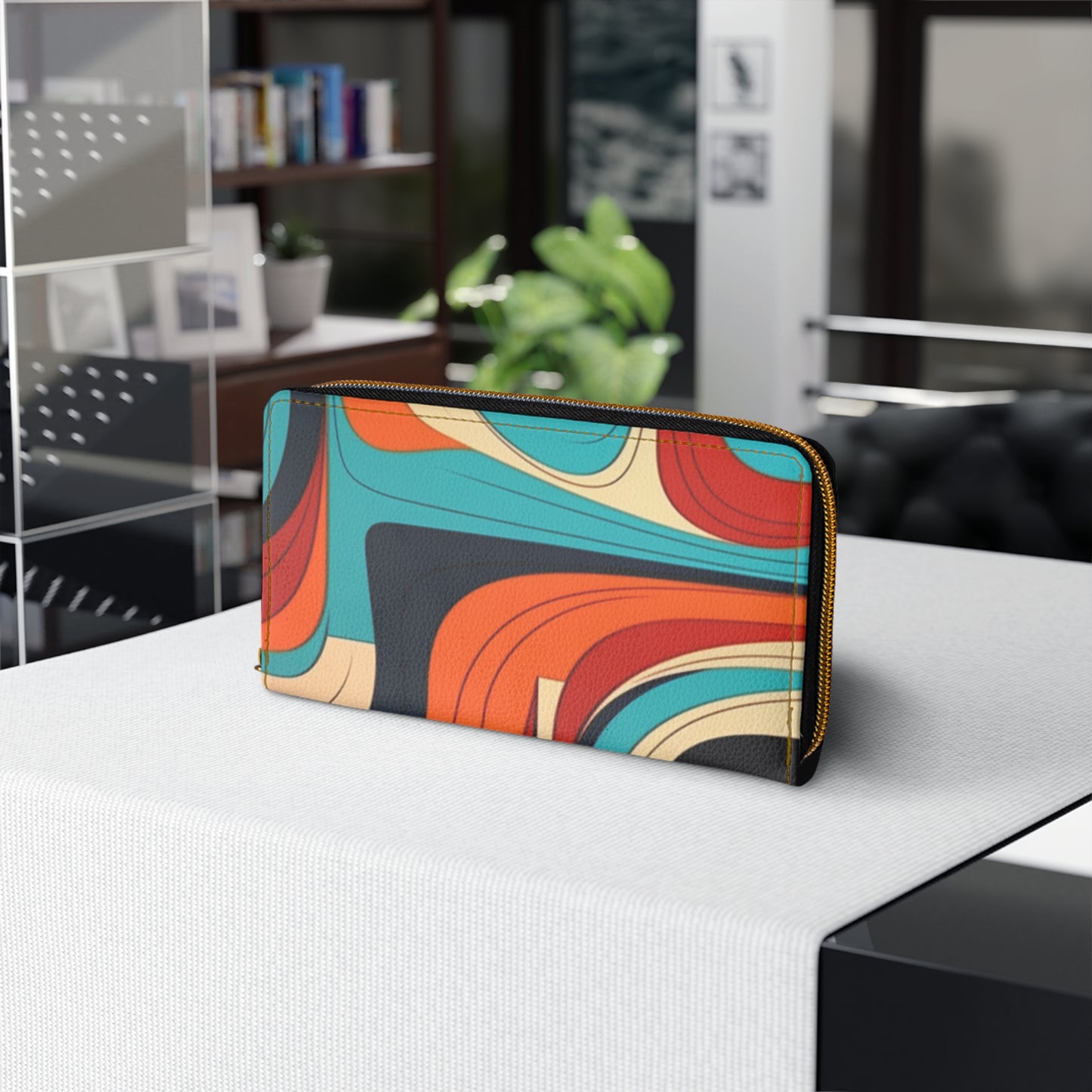 Midcentury Abstractions: Abstract-Inspired Zipper Wallet for Atomic Age Design